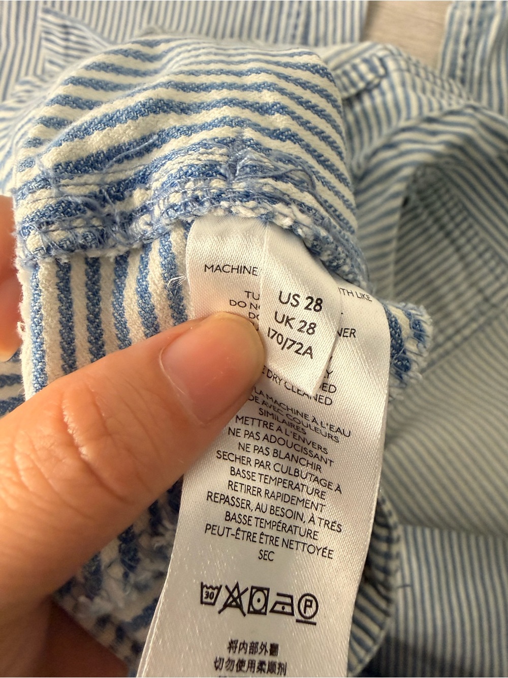 Anthropologie Pilcro Striped High-Rise Utility Patch Pocket Crop Jeans Size 28 - Picture 6 of 10